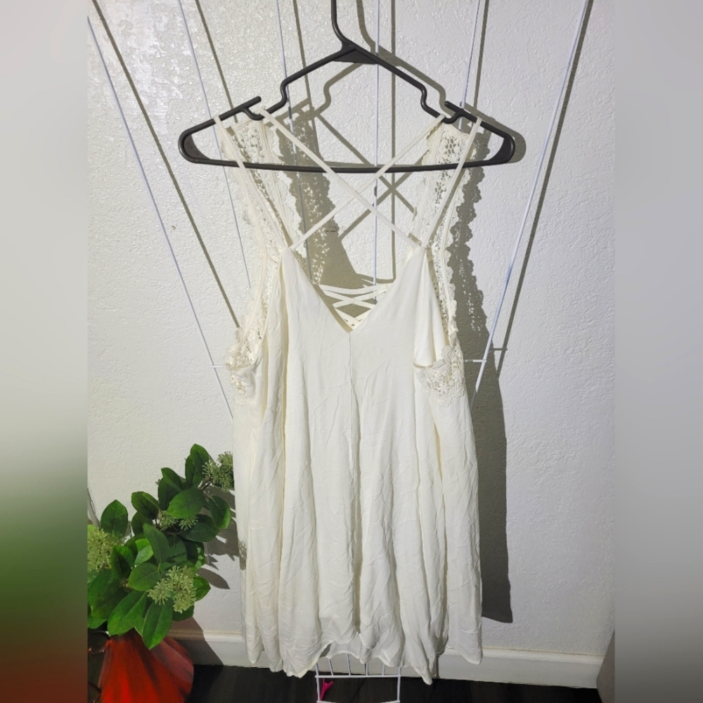 White Lace Trim Dress